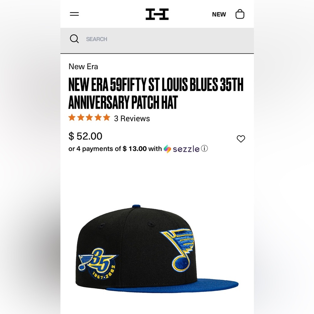 NEW ERA 59FIFTY ST LOUIS BLUES 35TH ANNIVERSARY PATCH HAT